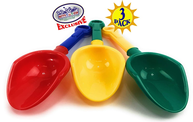 Matty's Toy Stop 10.5" Kids Multi-Color Sand Scoop Plastic Shovels for Sand & Beach (Red/Blue, Yellow/Green & Green/Yellow) Complete Gift Set Bundle - 3 Pack - Image 4